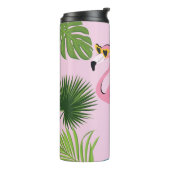 Flamingopalm laat tropisch design achter thermosbeker (Gedraaid links)