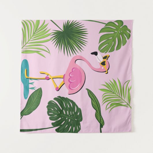 Flamingopalm laat tropisch design achter wandkleed (Voorkant (horizontaal))