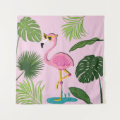 Flamingopalm laat tropisch design achter wandkleed (Voorkant)