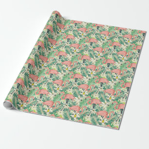Flamingopalmbladeren: tropisch cadeaupapier