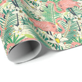 Flamingopalmbladeren: tropisch cadeaupapier (Rol Hoek)
