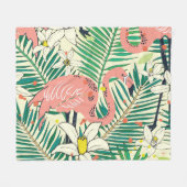 Flamingopalmbladeren: tropisch  fleece deken (Voorkant (Horizontaal))