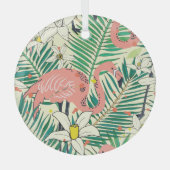 Flamingopalmbladeren: tropisch  glas ornament (Voorkant)