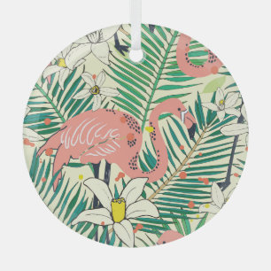 Flamingopalmbladeren: tropisch  glas ornament
