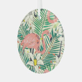 Flamingopalmbladeren: tropisch  glas ornament (Voorkant links)