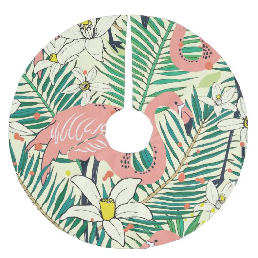 Flamingopalmbladeren: tropisch kerstboom rok (Voorkant)