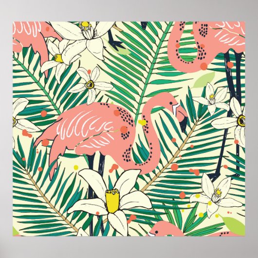 Flamingopalmbladeren: tropisch  poster (Voorkant)