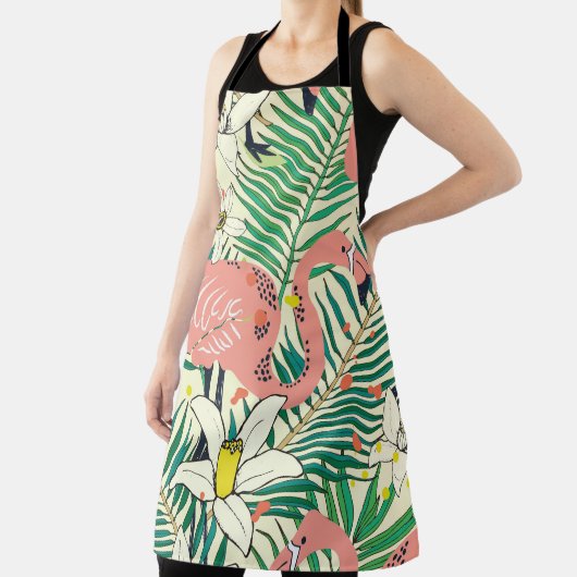 Flamingopalmbladeren: tropisch  schort (Insitu)