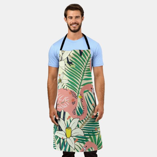 Flamingopalmbladeren: tropisch  schort (Gedragen)