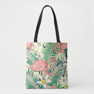 Flamingopalmbladeren: tropisch  tote bag
