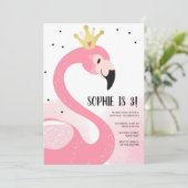 Flamingopartij Tropisch Roze Goud Meisje Verjaarda Kaart (Staand voorkant)