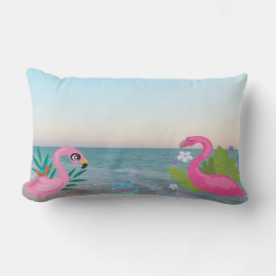 Flamingo's aan de kust met tropische vrienden kussen