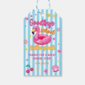 Flamingo's Afscheid School Hallo Zwembad Cadeautag Cadeaulabel (Voorkant)