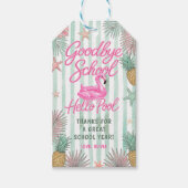 Flamingo's Afscheid School Hallo Zwembad Cadeautag Cadeaulabel (Voorkant)