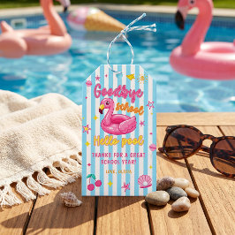 Flamingo's Afscheid School Hallo Zwembad Cadeautag Cadeaulabel
