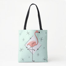 Flamingos Aqua diamant over de hele canvas tas