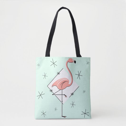 Flamingos Aqua diamant over de hele canvas tas (Voorkant)
