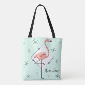 Flamingos Aqua diamantnaam over de hele canvas tas (Achterkant)