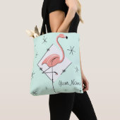 Flamingos Aqua diamantnaam over de hele canvas tas (Dichtbij)