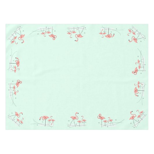Flamingos Aqua Group border tablecloth Tafelkleed (Voorkant (Horizontaal))