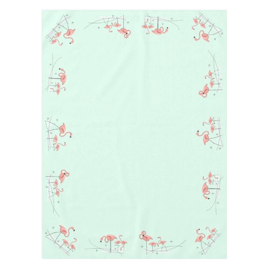 Flamingos Aqua Group border tablecloth Tafelkleed (Voorkant)