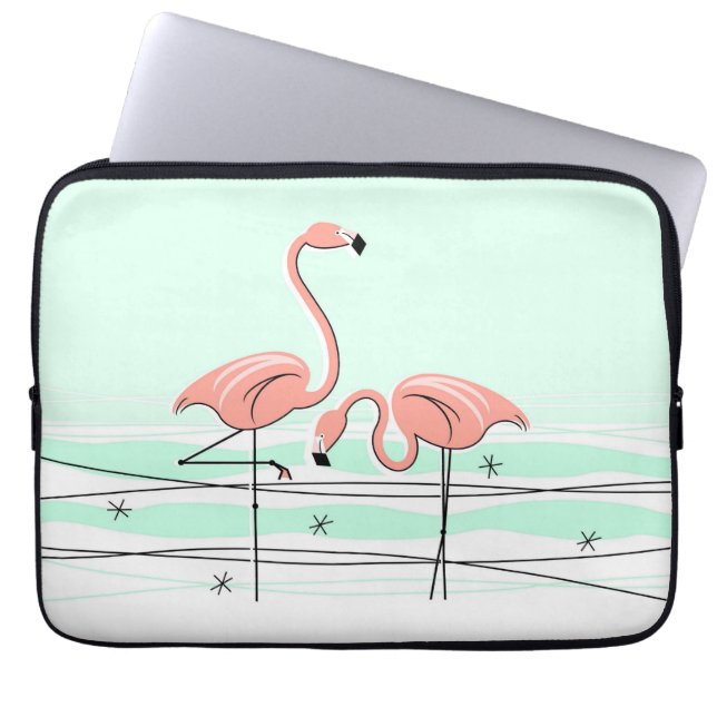 Flamingos Aqua Pair Name-laptophoes Laptop Sleeve (Voorkant)