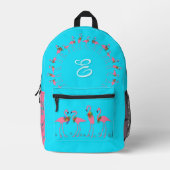 Flamingo's Aqua Student Naam Initiaal Rugzak (Voorkant)