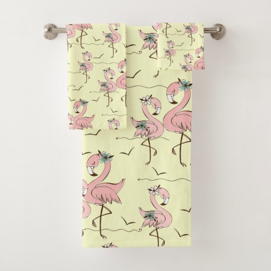 Flamingos Bath Towel Set Bad Handdoek (Insitu)
