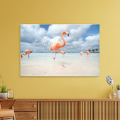 Flamingos Beach Aruba Canvas Afdruk (Insitu (Woonkamer))