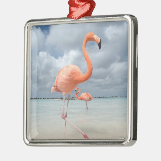 Flamingos Beach Aruba Metalen Ornament (Links)