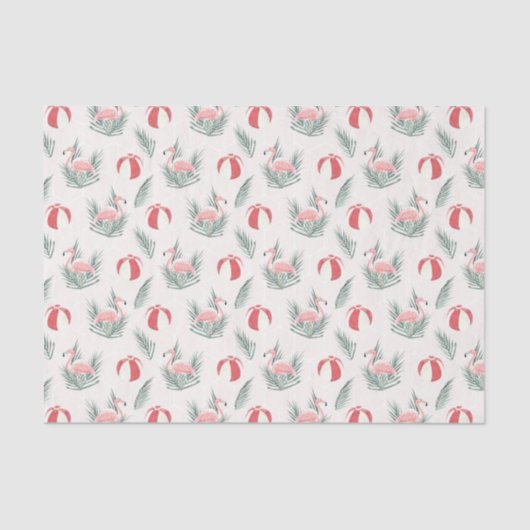 Flamingos & Beach Balls (Design 65 Roze reeks) Tissuepapier (Voorkant)