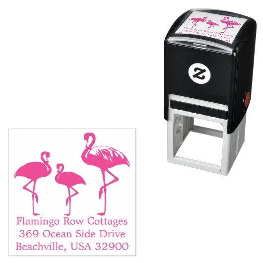 Flamingos Beach Zakelijk adres Aangepast Zelfinktende Stempel (In situ)