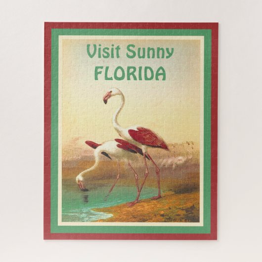 Flamingos Bezoek Florida Travel Poster Legpuzzel (Verticaal)