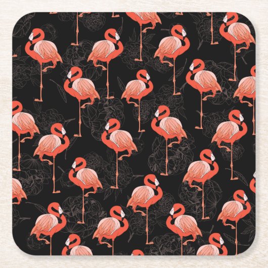 Flamingos Birds: textielontwerp Kartonnen Onderzetters (Voorkant)
