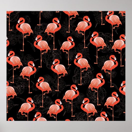 Flamingos Birds: textielontwerp Poster (Voorkant)
