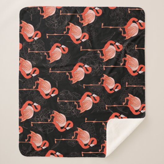 Flamingos Birds:  textielontwerp Sherpa Deken (Voorkant)
