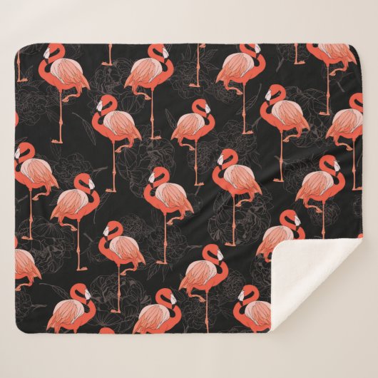 Flamingos Birds:  textielontwerp Sherpa Deken (Voorkant (horizontaal))