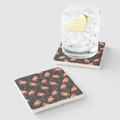 Flamingos Birds: textielontwerp Stenen Onderzetter (Zijkant)