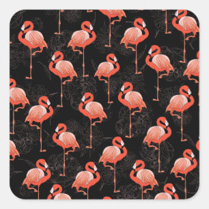 Flamingos Birds:  textielontwerp Vierkante Sticker