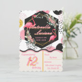 Flamingo's Birthday Invitation Feestdagenkaart (Staand voorkant)