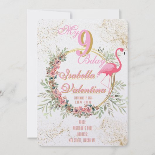 Flamingo's Birthday Invitation Template Feestdagenkaart (Voorkant)