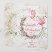 Flamingo's Birthday Invitation Template Feestdagenkaart (Voorkant / Achterkant)
