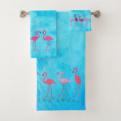 Flamingo's blauw water bad handdoek (Insitu)