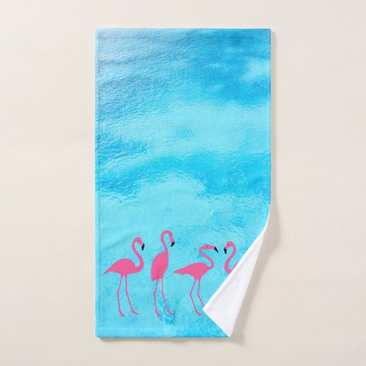 Flamingo's blauw water bad handdoek (Handdoek)