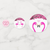 Flamingos & bloemen op roos goud & witte bruiloft confetti (Voorkanten)