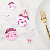 Flamingos & bloemen op roos goud & witte bruiloft confetti (Groep)