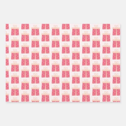 Flamingos, Cadeaus en pokadots - Kerstmis Inpakpapier Vel (Voorkant 3)