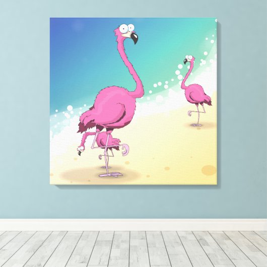 flamingos canvas afdruk (Insitu (Houten vloer))
