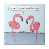 Flamingos Cartoon Tegeltje (Voorkant)