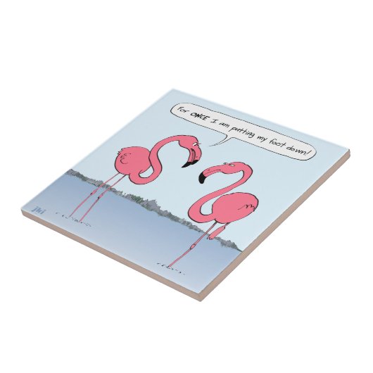 Flamingos Cartoon Tegeltje (Zijkant)